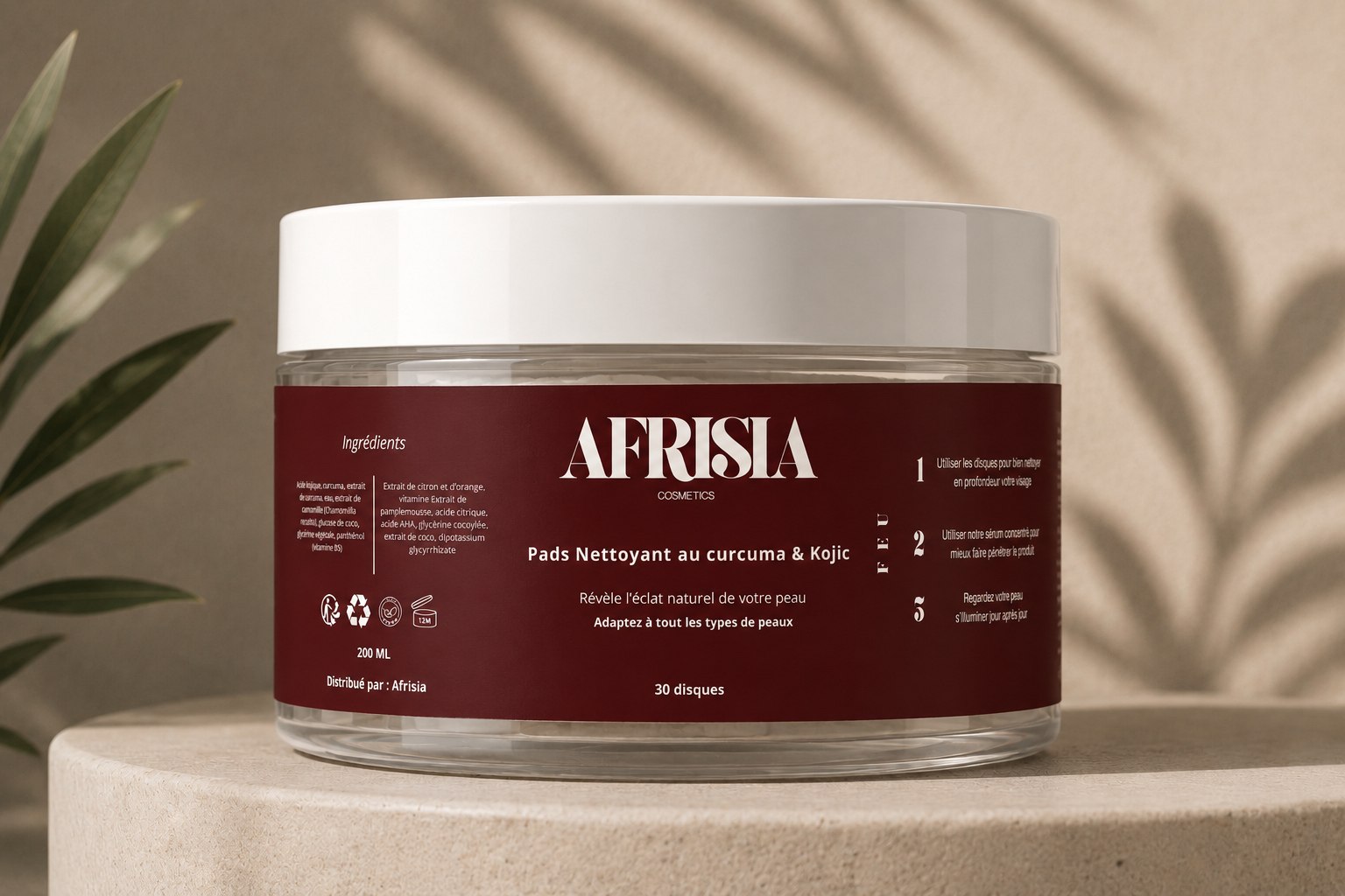 Pads nettoyant au curcuma et acide kojique